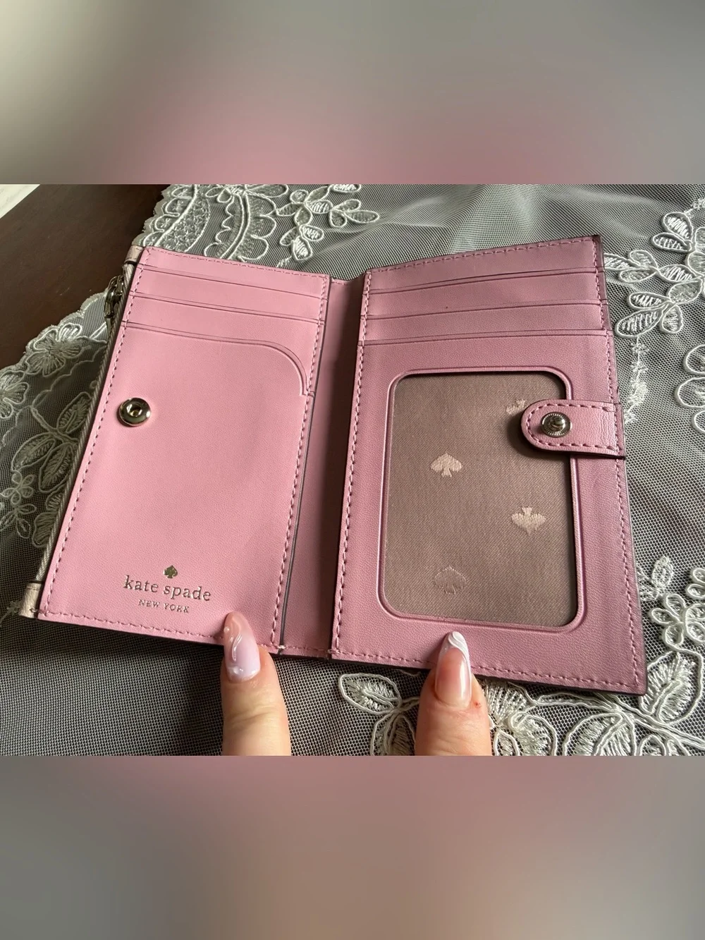 kate spade light pink Leather Zip Wallet